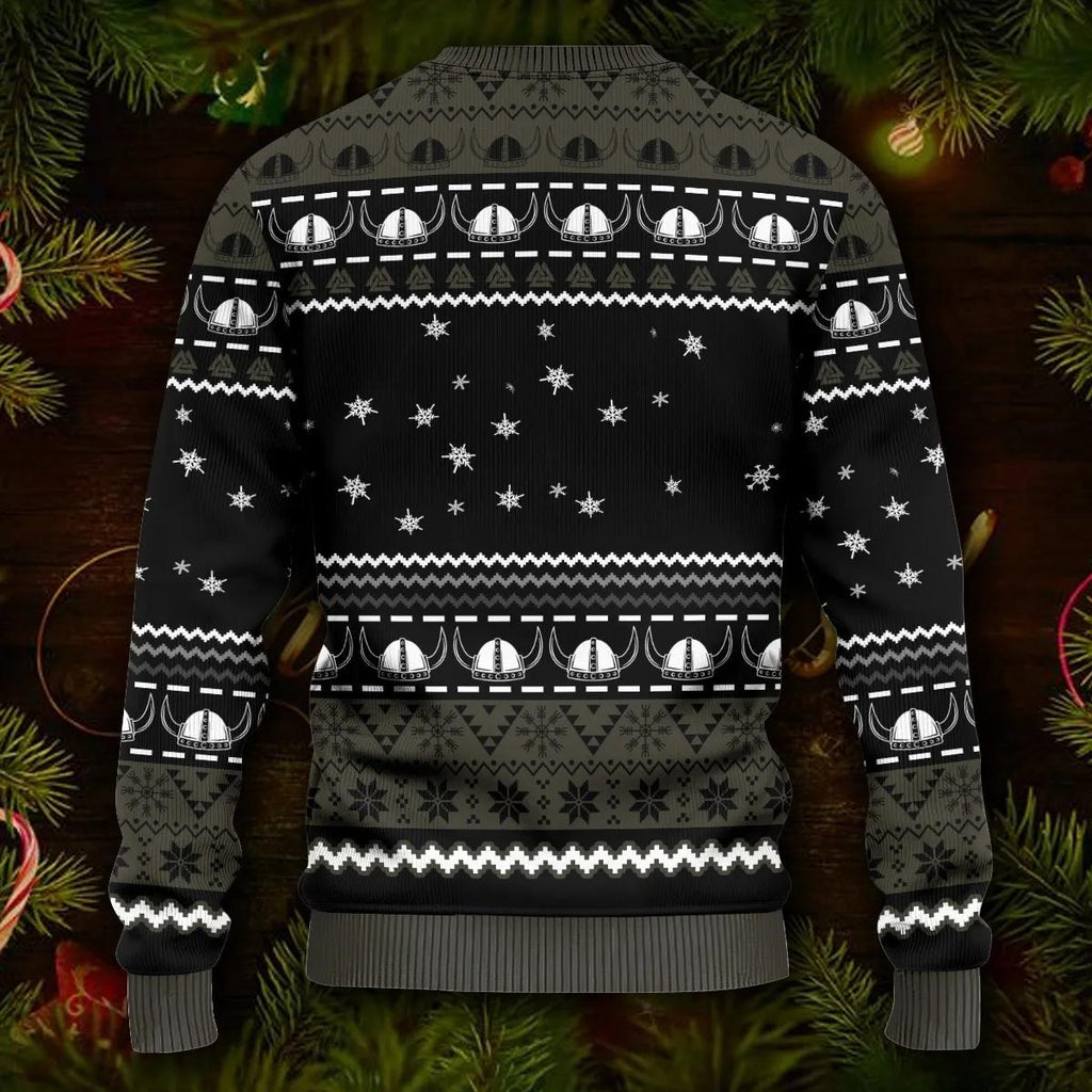 Black Falalalala Valhallala Viking Ships Viking Ugly Christmas Sweater – Skull & Viking Graphic Tees _ 3D All Over Print Clothing