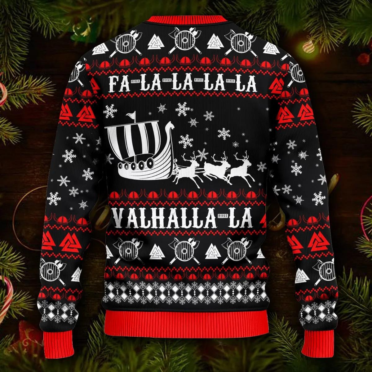 Falalalala Valhallala Viking Ships Viking Ugly Christmas Sweater – Skull & Viking Graphic Tees