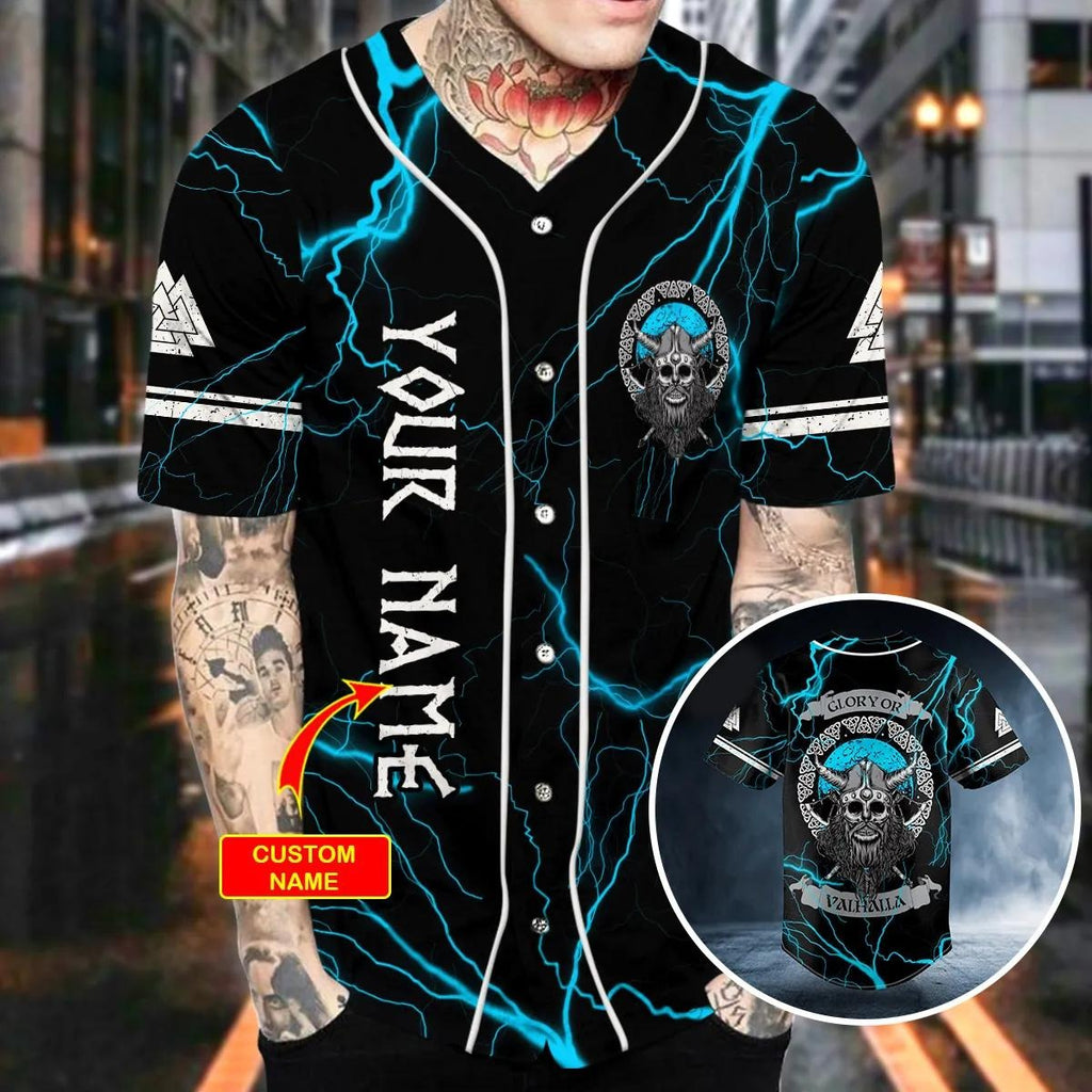 Glory Or Valhalla Viking Custom Baseball Jersey – Skull & Viking Graphic Tees