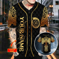 Gold Dragon Swords Viking Tattoo Custom Baseball Jersey – Skull & Viking Graphic Tees