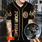 Gold Raven Viking Tattoo Custom Baseball Jersey – Skull & Viking Graphic Tees