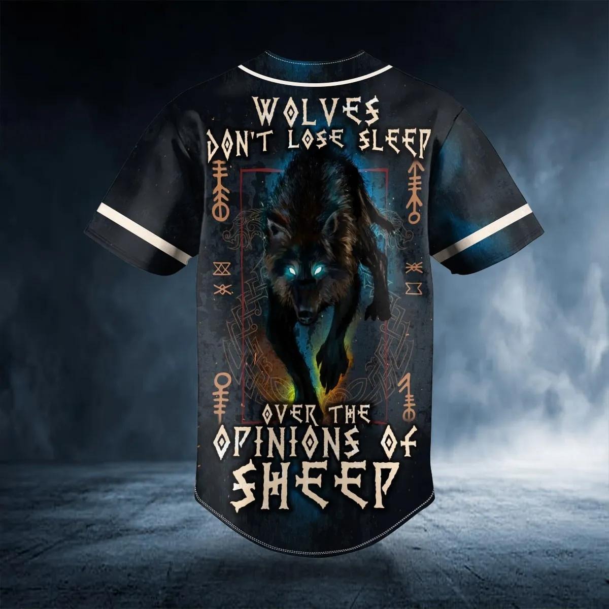 Wolves Don’t Lose Sleep Viking Custom Baseball Jersey – Skull & Viking Graphic Tees
