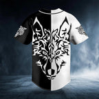 Yinyang Wolf Viking Tattoo Custom Baseball Jersey – Skull & Viking Graphic Tees _ 3D All Over Print Clothing