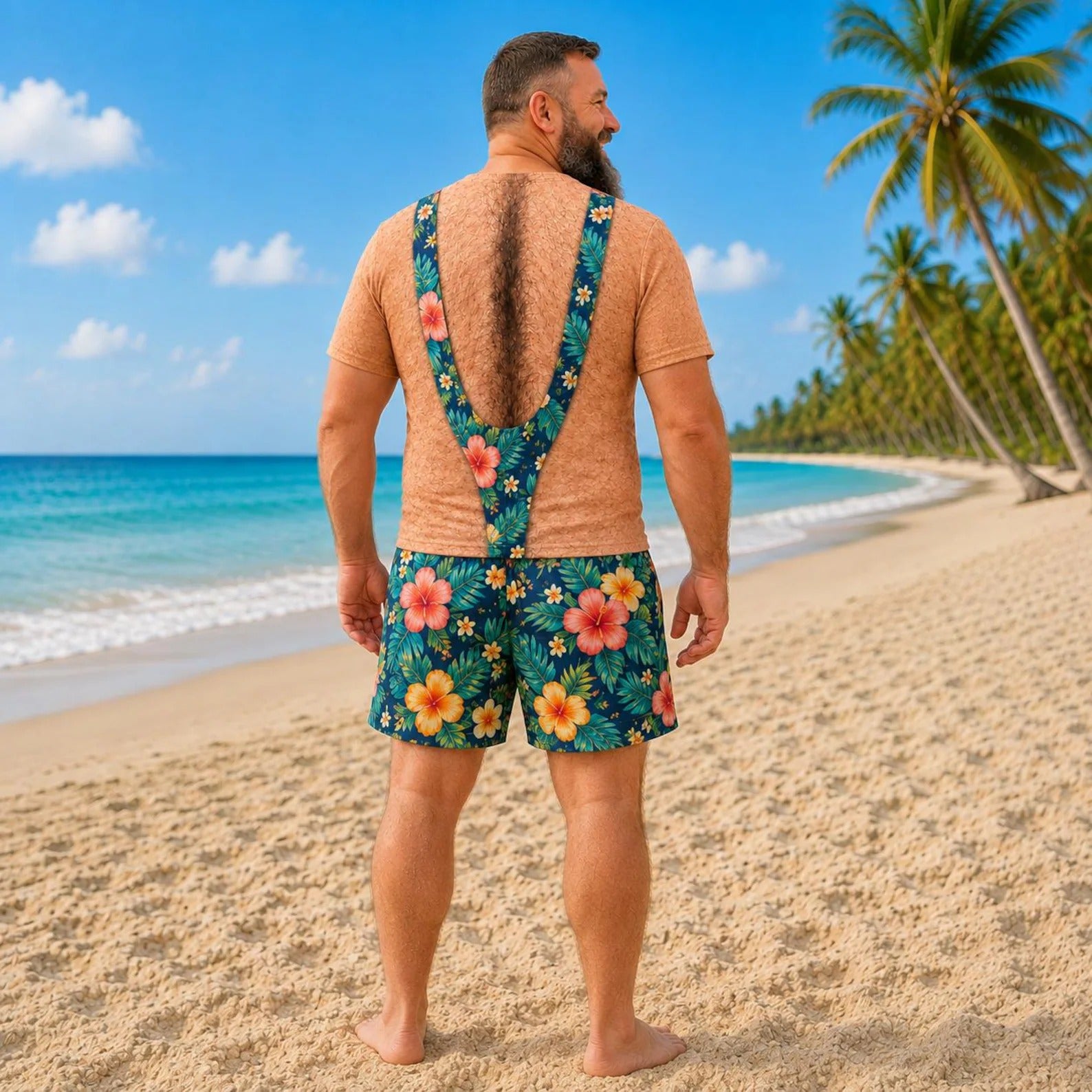 Custom Hairy Chest Shirt, Choose Skin Tone & Pattern, 3D Mankini Illusion Tee With Matching Shorts, Funny Gag Gift for Men
