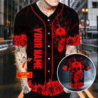 Red Wolf Power Viking Tattoo Custom Baseball Jersey – Skull & Viking Graphic Tees