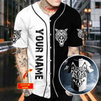 Yinyang Wolf Viking Tattoo Custom Baseball Jersey – Skull & Viking Graphic Tees _ 3D All Over Print Clothing