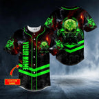 Green Biohazard Skull Custom Baseball Jersey, 3D All Over Print Clothing
