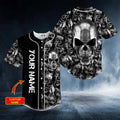 Tribal Tattoos Metal Skull Custom Baseball Jersey – Skull & Viking Graphic Tees _ 3D All Over Print Clothing