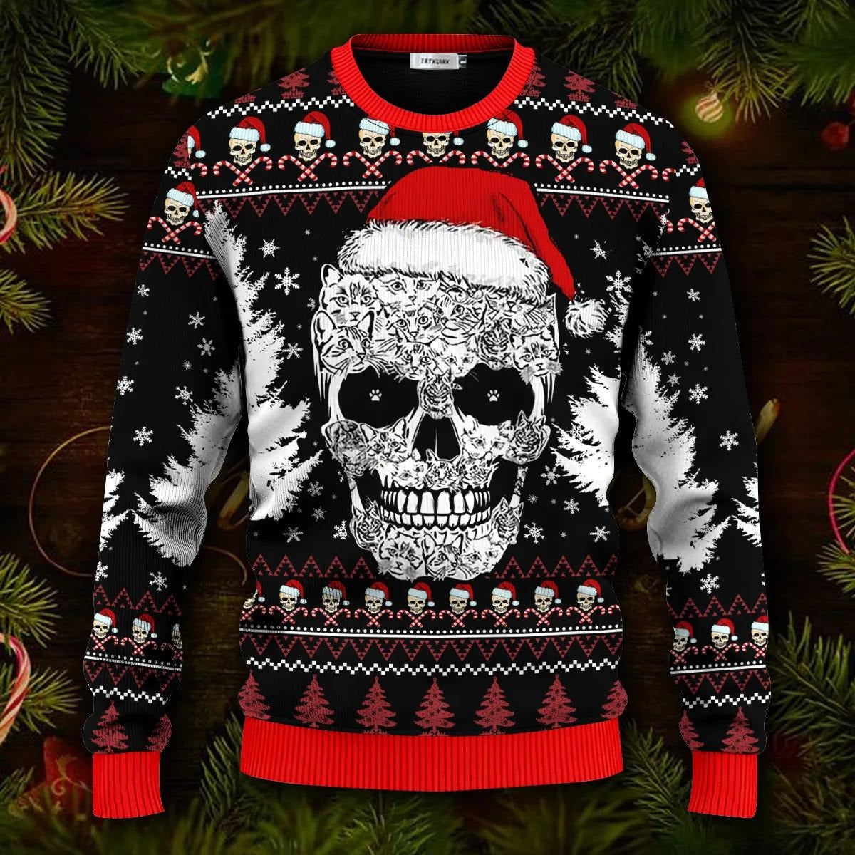 Best Skull Christmas Pattern Skull Ugly Christmas Sweater – Skull & Viking Graphic Tees