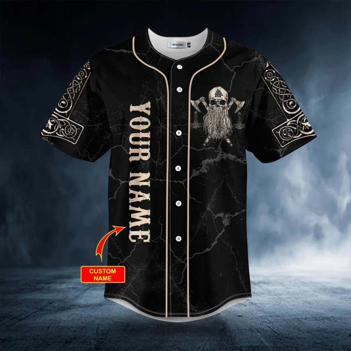 Viking Son Of Odin Valhalla Skull Custom Baseball Jersey – Skull & Viking Graphic Tees _ 3D All Over Print Clothing