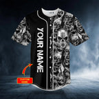 Tribal Tattoos Metal Skull Custom Baseball Jersey – Skull & Viking Graphic Tees _ 3D All Over Print Clothing