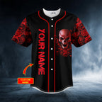 Red Rose Blood Skull Custom Baseball Jersey – Skull & Viking Graphic Tees _ 3D All Over Print Clothing