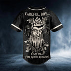 Old For Good Reason Viking Custom Baseball Jersey – Skull & Viking Graphic Tees _ 3D All Over Print Clothing