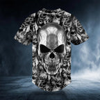 Tribal Tattoos Metal Skull Custom Baseball Jersey – Skull & Viking Graphic Tees _ 3D All Over Print Clothing