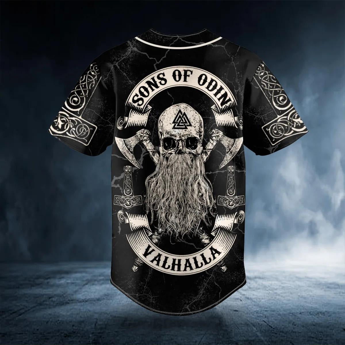 Viking Son Of Odin Valhalla Skull Custom Baseball Jersey – Skull & Viking Graphic Tees _ 3D All Over Print Clothing
