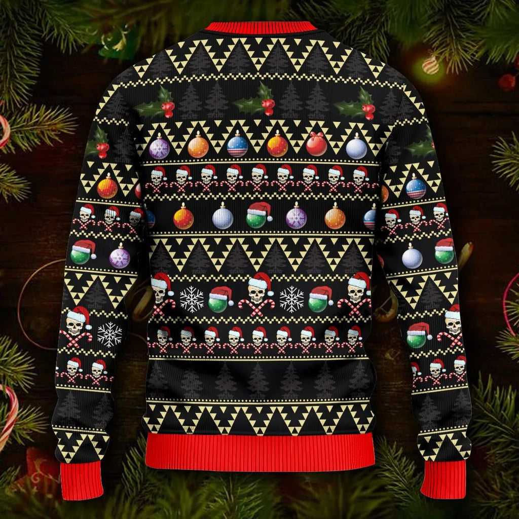 Skull Drinking Hot Coffee Christmas Pattern Ugly Christmas Sweater