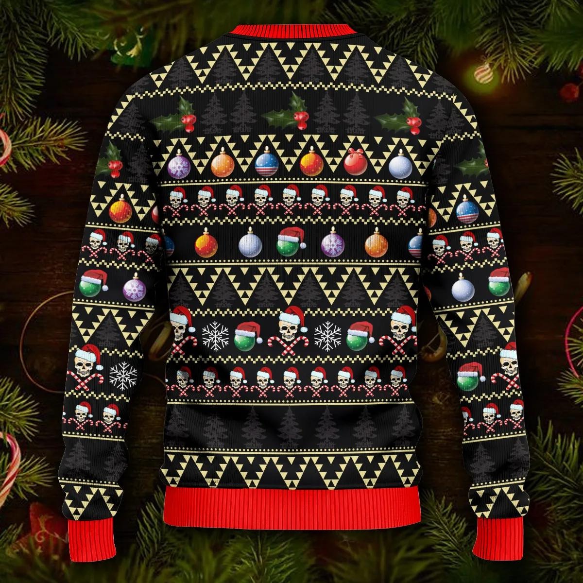 Skull Drinking Hot Coffee Christmas Pattern Ugly Christmas Sweater