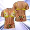 Fake Body Egg and Pizza Bikini Tee, Beach Cover up Humor Graphic Tee